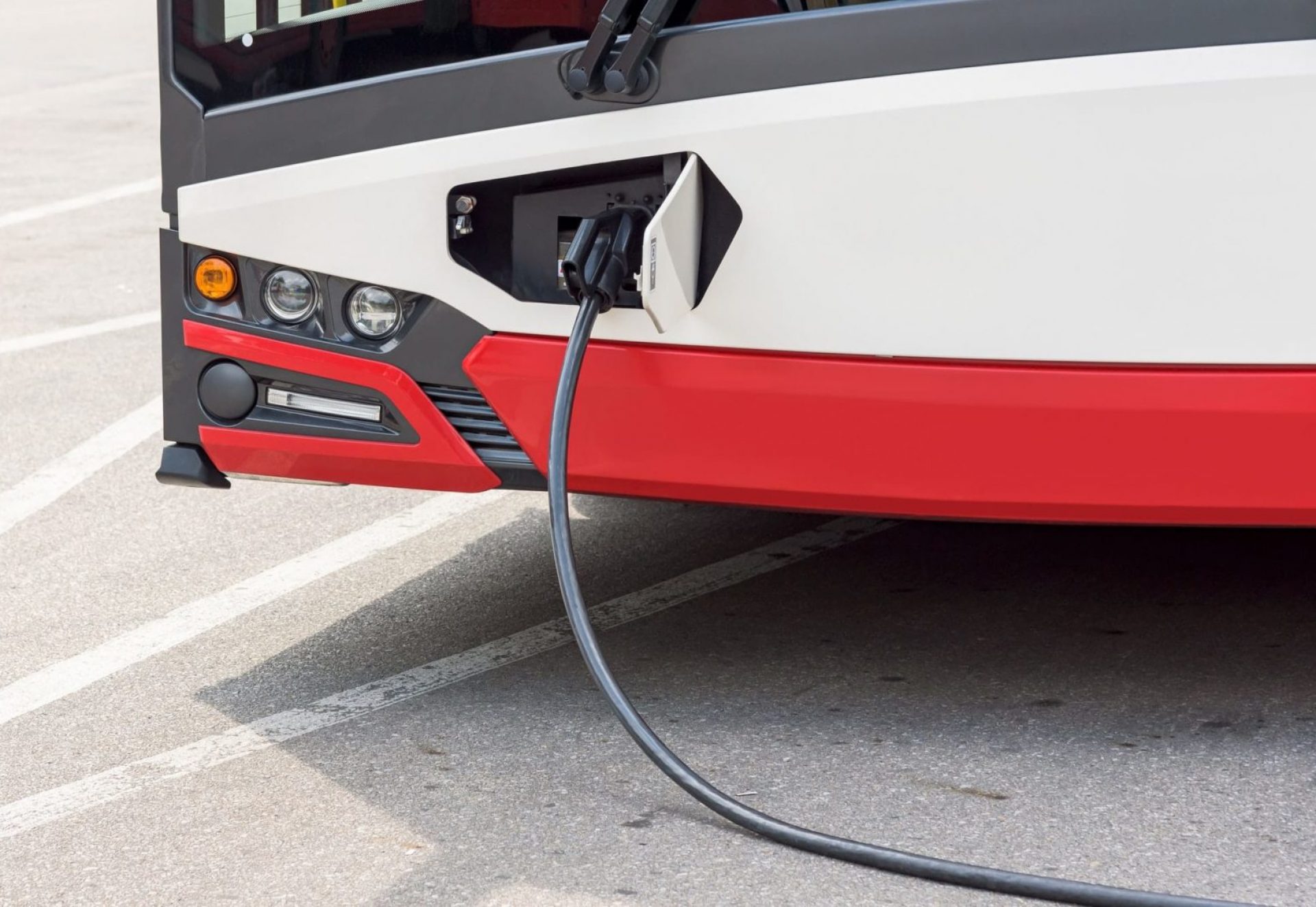 Electric bus at the charging station