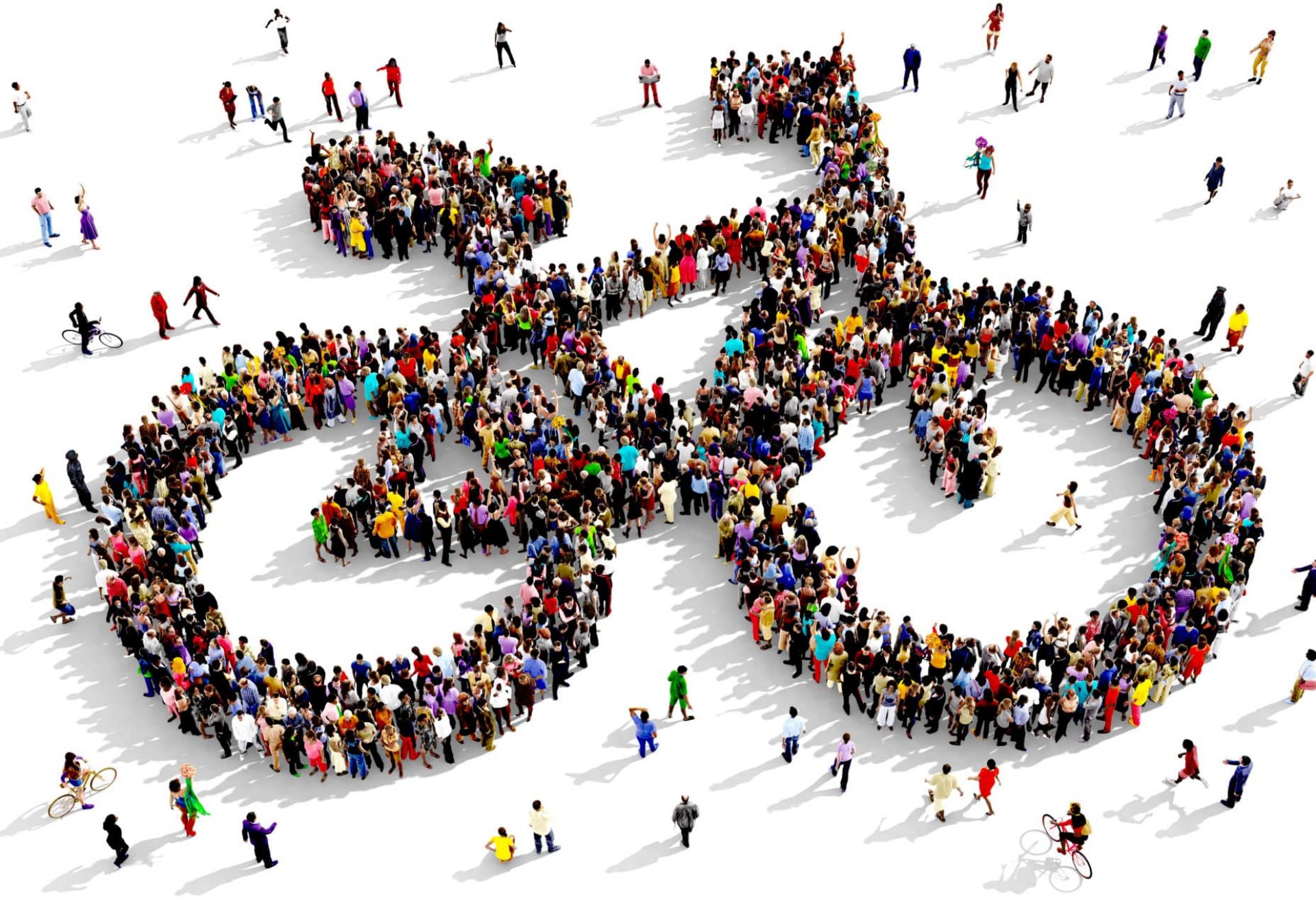 Large,And,Diverse,Group,Of,People,Seen,From,Above,Gathered